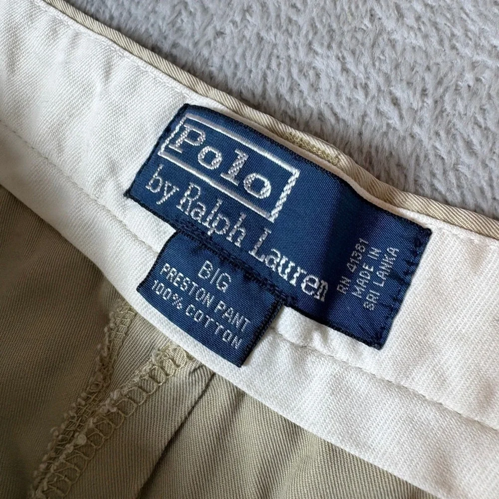 Polo Ralph Lauren Pants Mens 52B-34 (Fits 52x32) Preston Pant Chino Khaki Tan